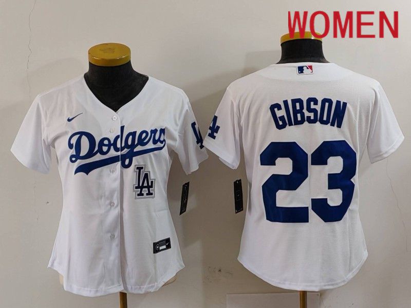Women Los Angeles Dodgers #23 Gibson White Nike Game 2024 MLB Jersey style 5